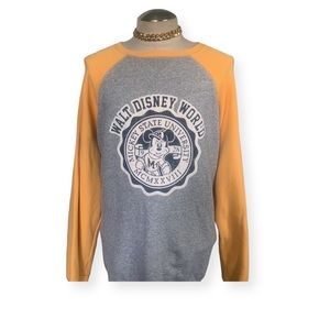 DISNEY PARKS WALT DISNEY WORLD Colorblock Sweatshirt Size XXLGray/Yellow